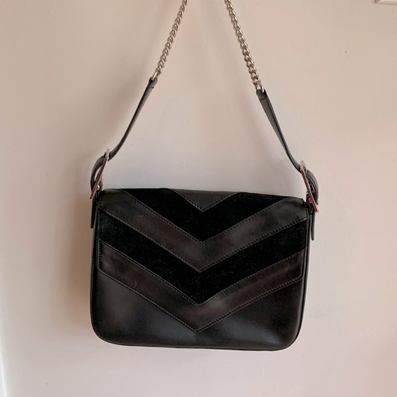 Via Spiga black suede & leather chained handbag - Picture 1 of 9